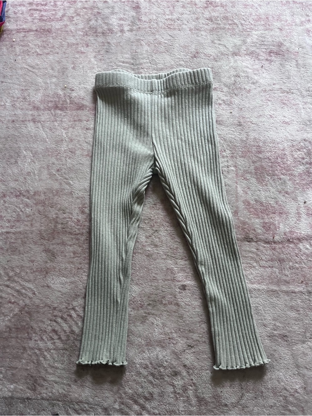 Girls Ribbed Knit Leggings in Cream